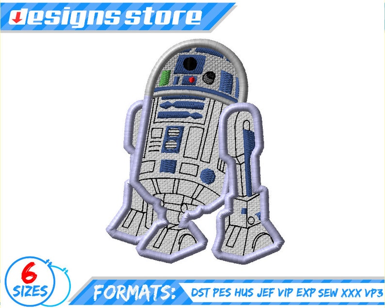 STAR WARS R2D2 APPLIQUE Design Embroidery Star Wars Machine R2D2 Applique Embroidery Design Darth Vader embroidery Star Wars Design Applique image 5