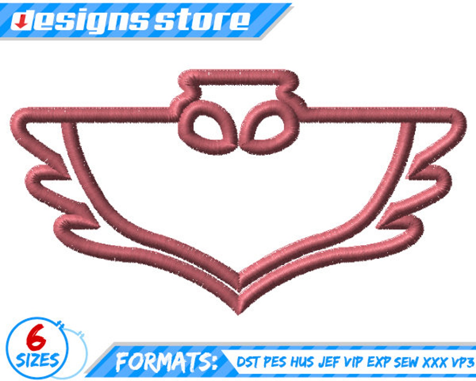 OWLETTE Logo APPLIQUE DESIGN Machine Embroidery Pj Mask Etsy