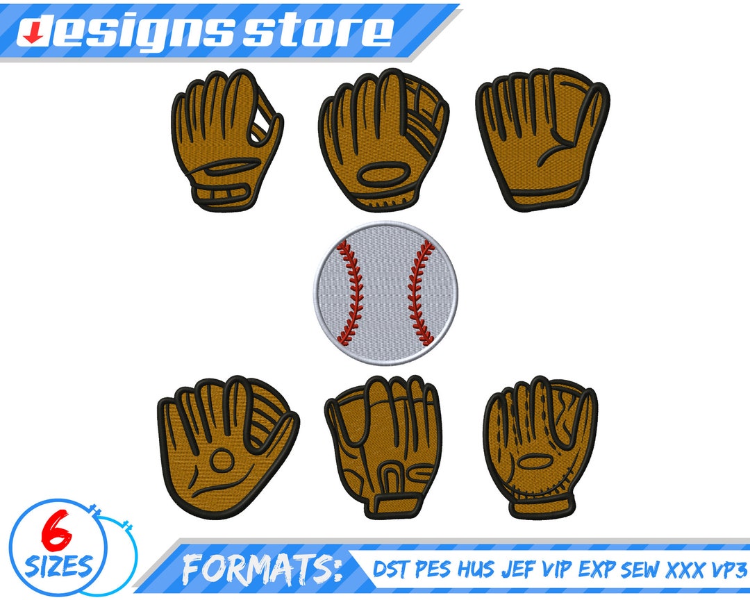 BASEBALL EMBROIDERY DESIGN, Ball Cap Bat Sport Machine Embroidery