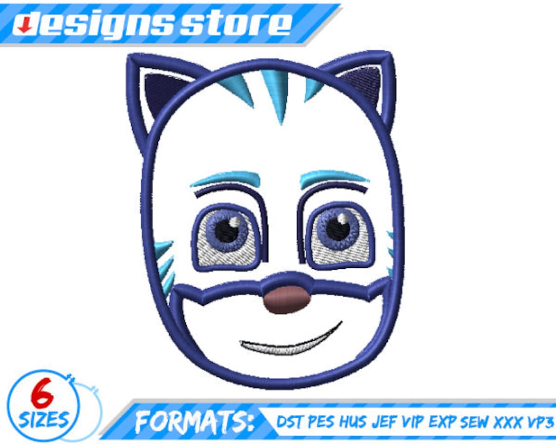 CATBOY Face APPLIQUE DESIGN Machine Embroidery Pj Mask | Etsy