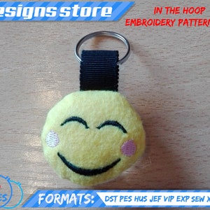 EMOJI KEYCHAIN EMBROIDERY design, in the hoop pattern file stuffed keychain emoji embroidery machine design, emoji stuffed keychain ith file