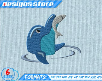 Delfin bordado a maquina, verano mar delfin animal diseño de bordado a maquina