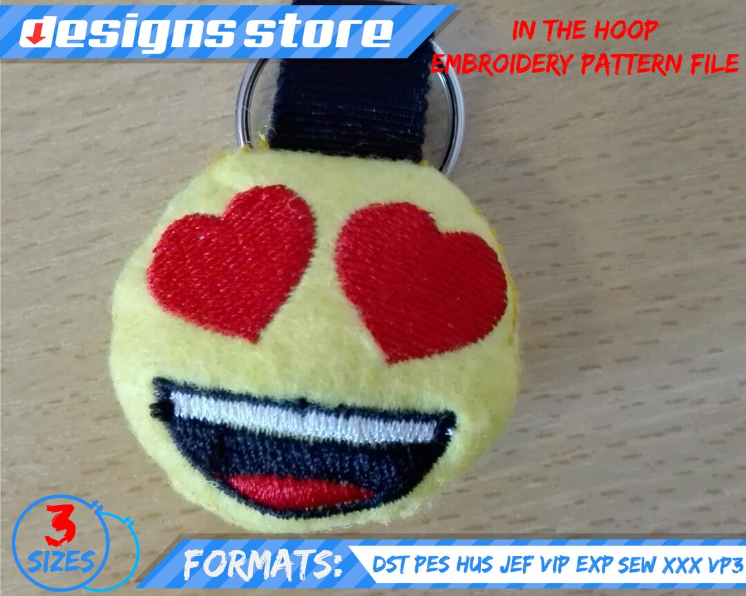 EMOJI KEYCHAIN EMBROIDERY Design in the Hoop Pattern File Etsy