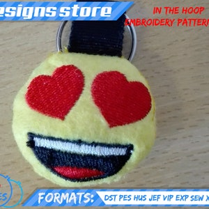EMOJI KEYCHAIN EMBROIDERY design, in the hoop pattern file stuffed keychain emoji embroidery machine design, emoji stuffed keychain ith file