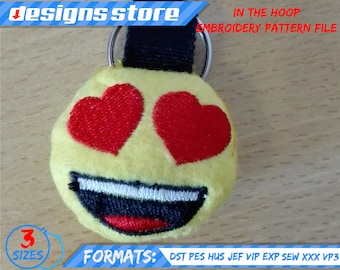 EMOJI KEYCHAIN EMBROIDERY design, in the hoop pattern file stuffed keychain emoji embroidery machine design, emoji stuffed keychain ith file