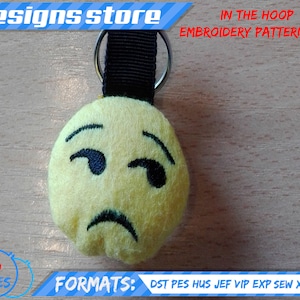 EMOJI KEYCHAIN EMBROIDERY design, in the hoop pattern file stuffed keychain emoji embroidery machine design, emoji stuffed keychain ith file