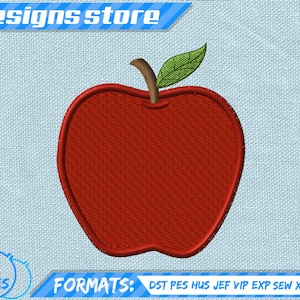 APPLE EMBROIDERY DESIGN, teacher fruit school machine embroidery design, apple spring embroidery design, apple teacher school embroidery
