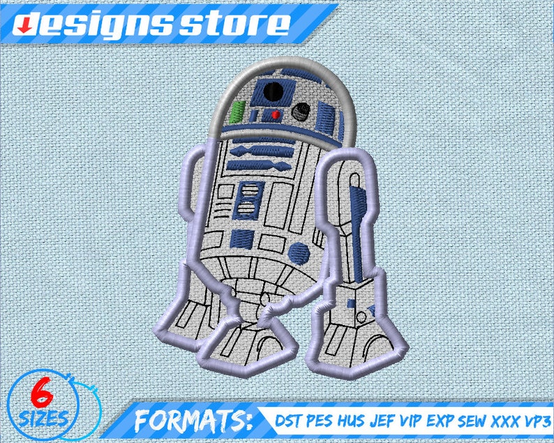 STAR WARS R2D2 APPLIQUE Design Embroidery Star Wars Machine R2D2 Applique Embroidery Design Darth Vader embroidery Star Wars Design Applique image 2