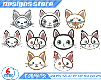 CAT APPLIQUE DESIGN, animal cat embroidery machine design, cat best friend animal applique embroidery design