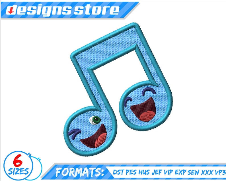MUSIC Note APPLIQUE DESIGN Cocomelon Embroidery Design Baby Etsy