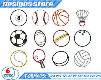 SPORT APPLIQUE EMBROIDERY design ball Basketball Football softball applique Soccer Sport Embroidery Design Baseball applique Tennis applique