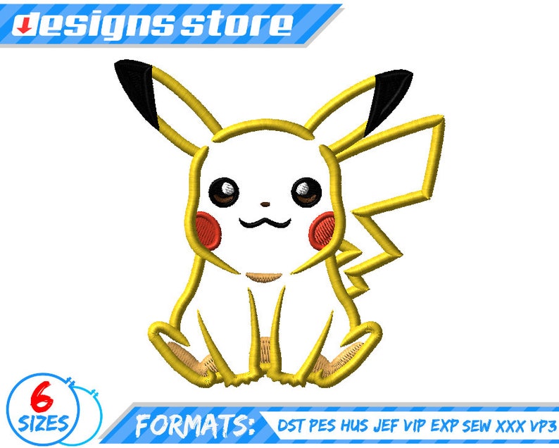 PIKACHU APPLIQUE DESIGN Embroidery Pokemon Go machine design Etsy