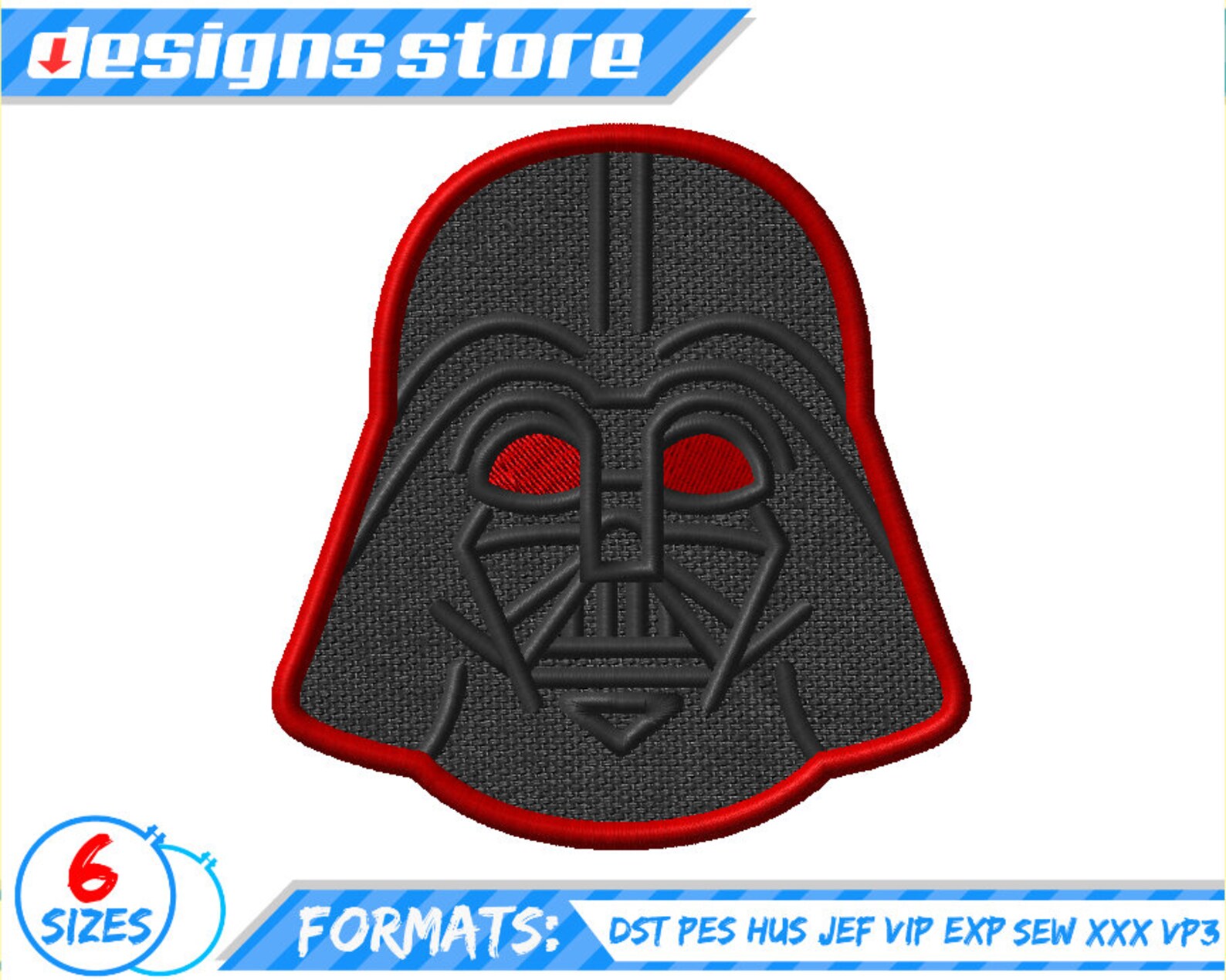 DARTH VADER APPLIQUE Design Embroidery Star Wars Machine R2D2 Etsy