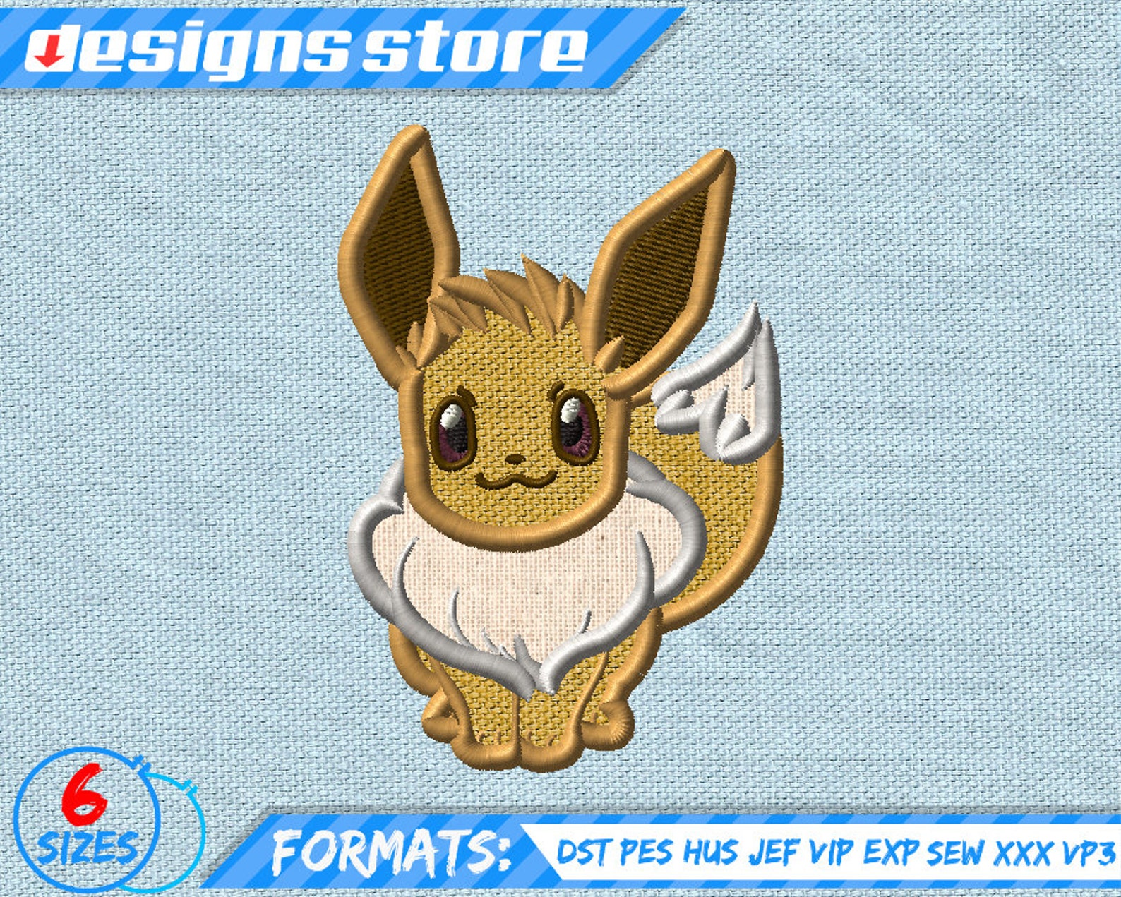 EEVEE APPLIQUE DESIGN Embroidery Pokemon Go Machine Design Etsy
