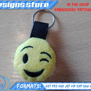 EMOJI KEYCHAIN EMBROIDERY design, in the hoop pattern file stuffed keychain emoji embroidery machine design, emoji stuffed keychain ith file