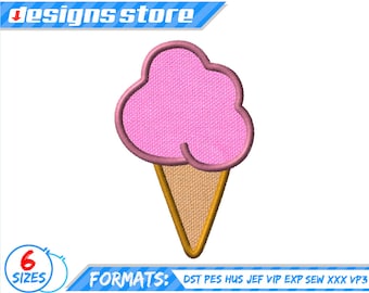 ICE CREAM APPLIQUE Design Summer Embroidery Machine Pattern ice cream Applique Machine Design Summer Embroidery Design ice cream summer