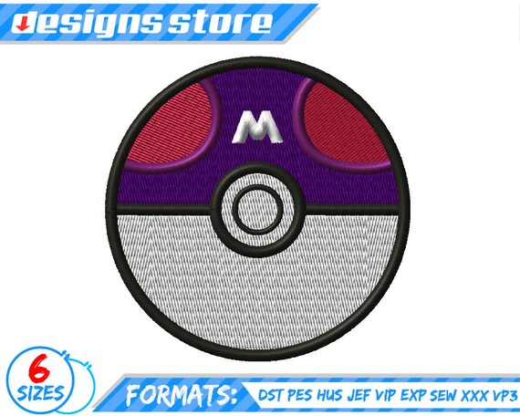 Masterball Pokeball Pokemon Embroidery Machine Design Pikachu Pokeball Pokemon Go Embroidery Design Ultra Ball Super Ball Pokeball Design