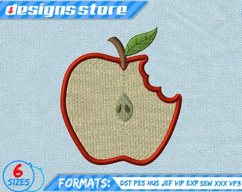 APPLE EMBROIDERY DESIGN, teacher fruit school machine embroidery design, apple spring embroidery design, apple teacher school embroidery