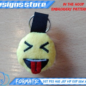 EMOJI EMBROIDERY DESIGN keychain, in the hoop pattern file stuffed keychain emoji embroidery machine design, emojI stuffed keychain ith file image 7