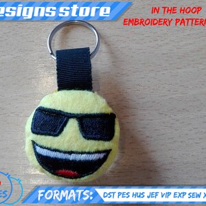EMOJI EMBROIDERY DESIGN keychain, in the hoop pattern file stuffed keychain emoji embroidery machine design, emojI stuffed keychain ith file image 5
