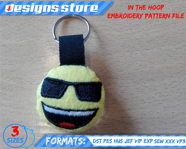 EMOJI EMBROIDERY DESIGN keychain, in the hoop pattern file stuffed keychain emoji embroidery machine design, emojI stuffed keychain ith file image 5