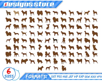 100 razas perro diseños de bordado para maquina de bordar Akita Beagle Border Collie Pointer Pomeranian Poodle Pug