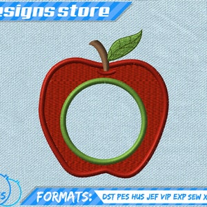 APPLE EMBROIDERY DESIGN, teacher fruit school machine embroidery design, apple spring embroidery design, apple teacher school embroidery