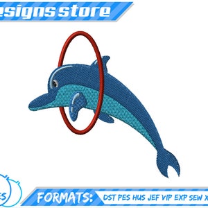 DOLPHIN EMBROIDERY DESIGN, sea dolphin summer fish machine embroidery design, summer embroidery design, sea embroidery design, sea animal image 2