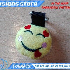 EMOJI KEYCHAIN EMBROIDERY design, in the hoop pattern file stuffed keychain emoji embroidery machine design, emoji stuffed keychain ith file