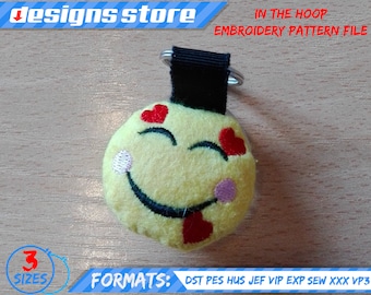 EMOJI KEYCHAIN EMBROIDERY design, in the hoop pattern file stuffed keychain emoji embroidery machine design, emoji stuffed keychain ith file