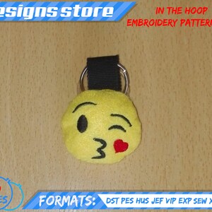 EMOJI EMBROIDERY DESIGN keychain, in the hoop pattern file stuffed keychain emoji embroidery machine design, emojI stuffed keychain ith file image 4