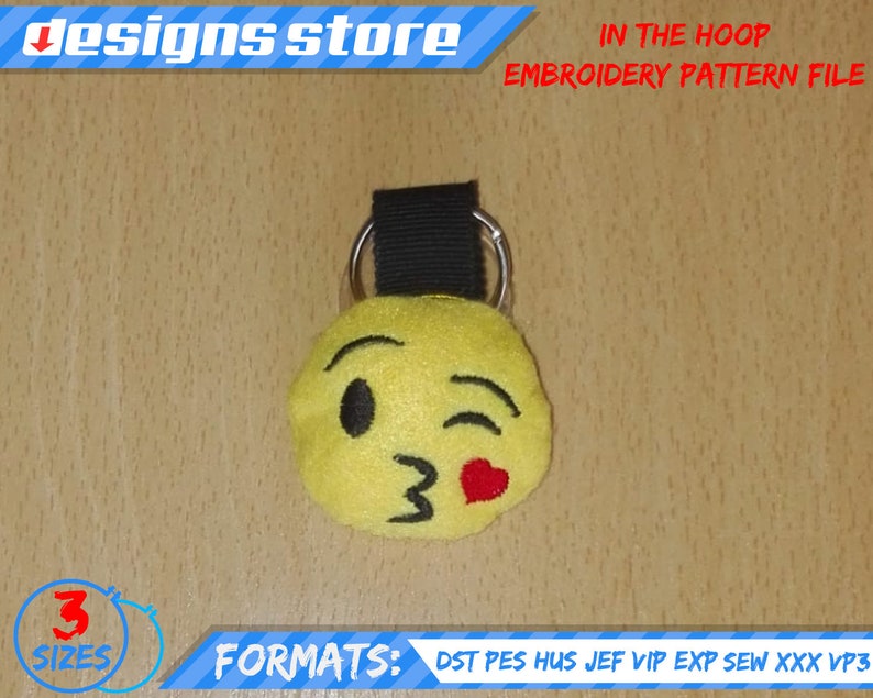 EMOJI EMBROIDERY DESIGN keychain, in the hoop pattern file stuffed keychain emoji embroidery machine design, emojI stuffed keychain ith file image 4