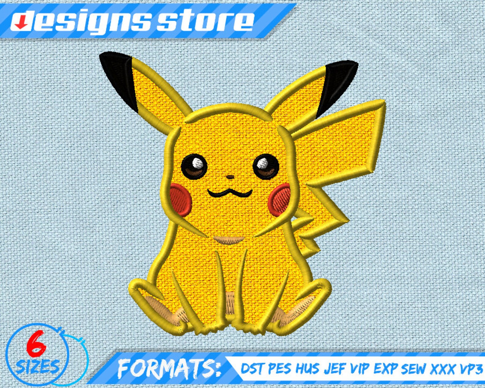 PIKACHU APPLIQUE DESIGN Embroidery Pokemon Go machine design Etsy