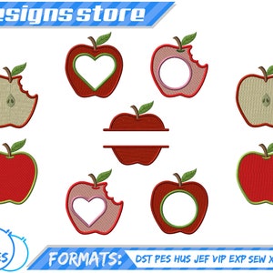 APPLE EMBROIDERY DESIGN, teacher fruit school machine embroidery design, apple spring embroidery design, apple teacher school embroidery