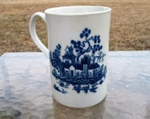 Rare - Early Worcester DR. WALL quot First Period quot - c.1760 - PLANTATION pattern - large 5 quot tall Tankard Porter Mug - Open Crescent moon mark