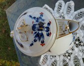 Meissen, Germany - Antique - Rare Discontinued MING DRAGON BLUE Red Dot Accents, Gold Trim - 5 Cup Coffee Pot 321910 - Clean Crossed Swords