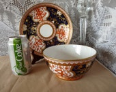 Spode - Made in England - Japanese Imari quot Dollar or Money quot pattern 715 - Regency period c.1805-1808 - large WASTE BOWL w 8.25 quot SAUCER Plate