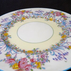 Royal Worcester, England ONE or SET 4 - Dinner Plate(s) or Salad Plate(s) in the Z502-1 JUNE pattern w/ Turquoise edging & Flowers image 5
