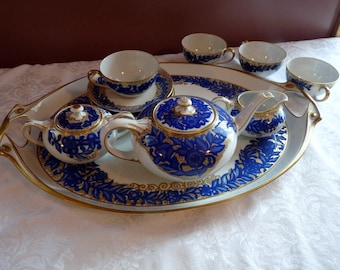 Philipp Rosenthal & Co.  by Designer Julius-Vilhelm Guldbrandsen in the Rosari Deco Pattern - 12pc  TEA SERVICE SET for Four w/ Tray