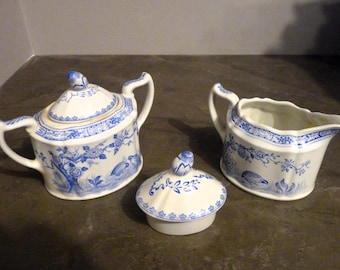 FURNIVALS Ltd England - Quail Blue - CHOICE: Sugar Bowl & Creamer Set OR Coffee Pot Lid