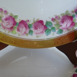 FOLEY CHINA England Lot 7 FOL22 - Goldbesetzte rosa Rosen-Luncheon-Teller / kleine Essteller - vergoldetes Gold und rosa Rosen