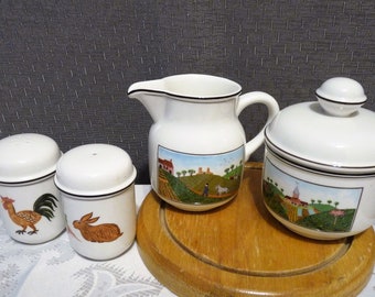 Villeroy & Boch  DESIGN NAIF Serveware Accessories - CHOICE Animals Salt and Pepper Shakers or Farm Sugar Bowl and Man w/ Donkey Creamer Set