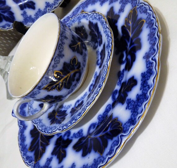Johnson Brothers - NORMANDY Deep Blue Flow Blue Leaves