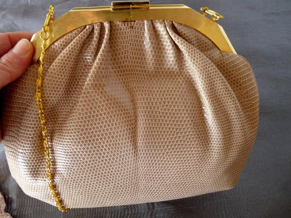 JUDITH LEIBER 1980's  Beige KARUNG  Snakeskin - C… - image 5