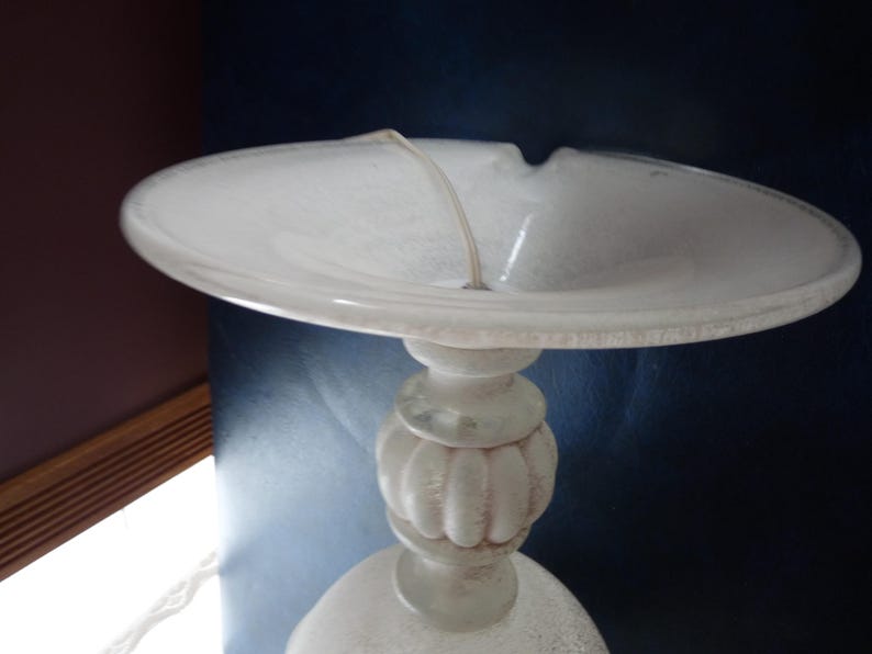 Italia, Seguso Vetri D'Arte, firmada - Par - Lámparas de mesa MURANO Campana de 58 cm de altura con cristal blanco esmerilado Corroso imagen 16