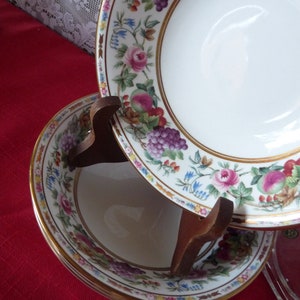 SPODE England - PROVENCE &quot;Fruit Rim&quot; Pattern  Y8599-U -  LOT 8 -  Coupe Cereal Bowls - Gold Trim, Bold Fruit & Flowers