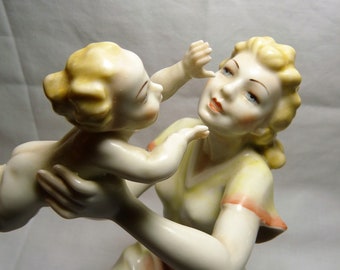 1950&#39;s HUTSCHENREUTHER Figurine &quot;MOTHER&#39;S DARLING&quot; Baby Toddler Child - Signed K. Tutter - Selb, Germany - Perfect Gift for Mothers!!!