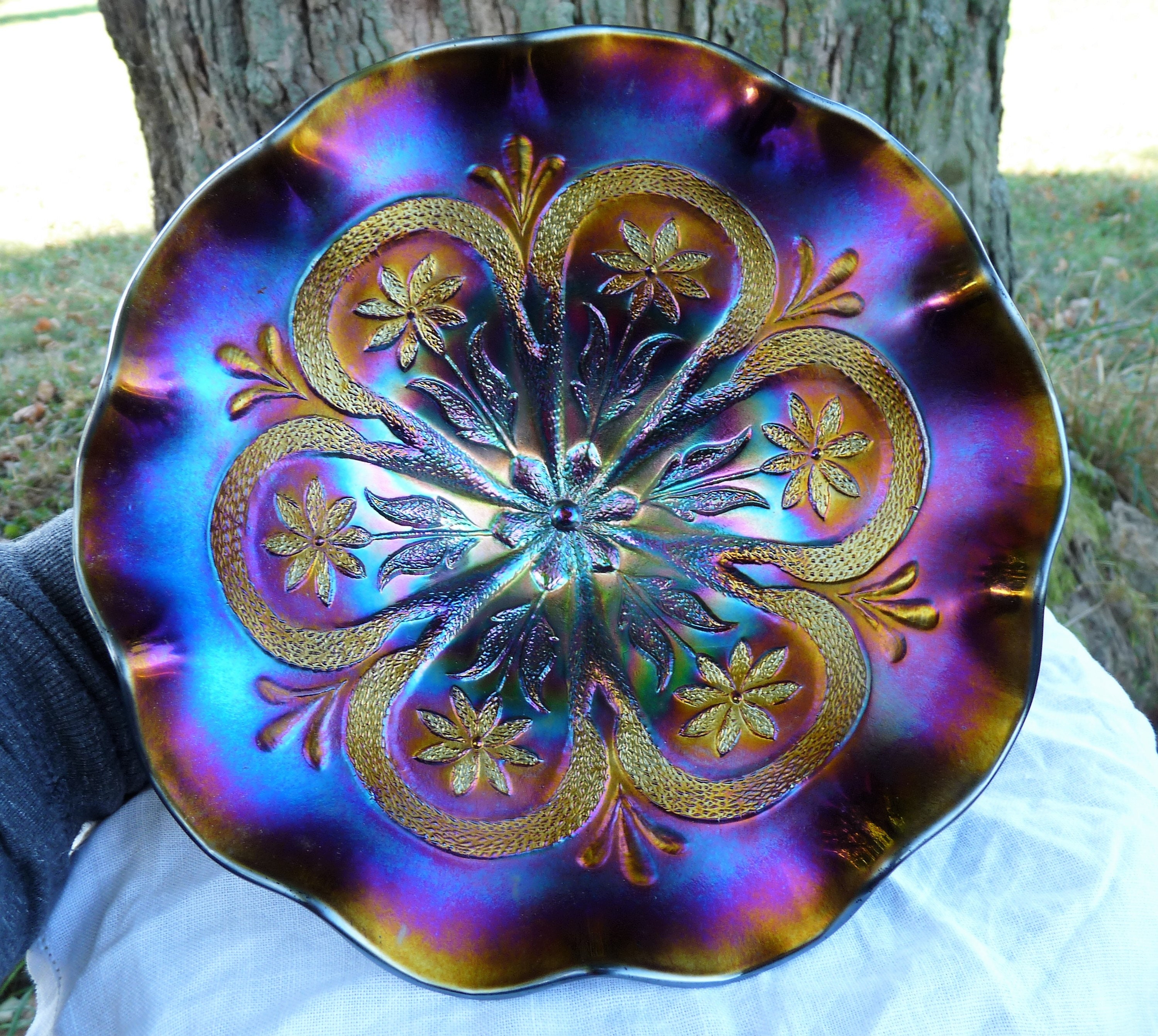 Dugan Carnival Glass - Amethyst PURPLE Color - FLOWERS and FRAMES
