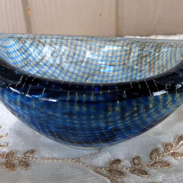 signed Orrefors, Sweden - Sven Palmquist Glass - Small "Kraka" CANOE BOWL Mid-Century Modern