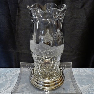 Waterford Crystal - Master Engraver Peter Foskin &quot;Journey to Bethlehem&quot; Nativity Collection - Limited 62/200 HURRICANE LAMP / Candle Holder